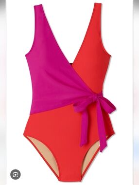 SUMMERSALT the perfect wrap two-tone one piece swimsuit - size 8